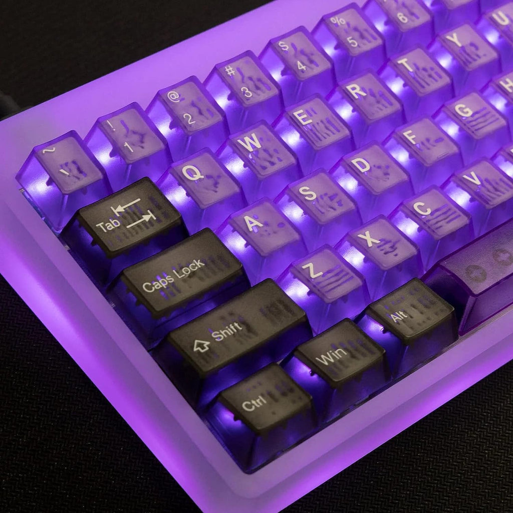 Tai-Hao Cubic ABS Translucent Backlit keycap 152 Keys Set (Purple Boom)
